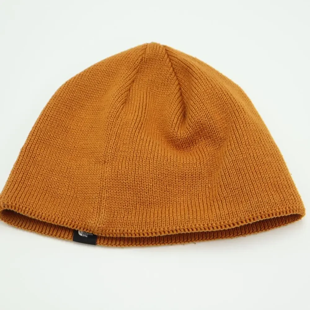 The North Face X Cheetos Mountain Beanie Ribbed Fleece Lined Timber Tan Logo